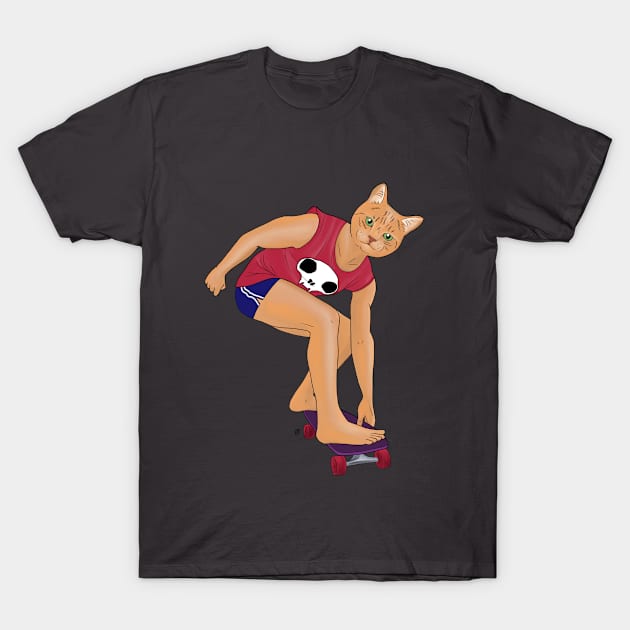 Cat skater T-Shirt by estanisaboal